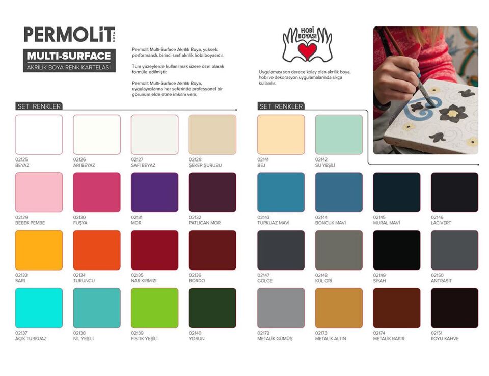 Permolit Multi Surface Akrilik Hobi Boyası GRANİT KAHVE 120 ml.