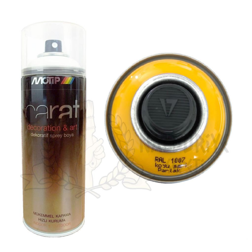 Motip Carat Akrilik Sprey Boya KOYU SARI PARLAK 400 ml - RAL1007