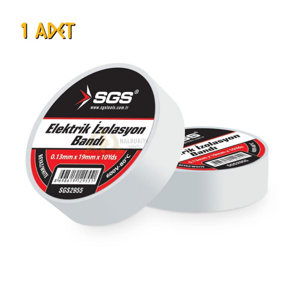 SGS Elektrik İzolasyon Bandı - Beyaz - 19 mm x 9 mt. - 1 Adet