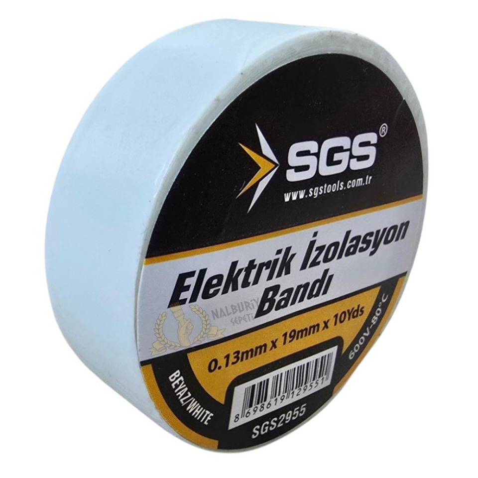 SGS Elektrik İzolasyon Bandı - Beyaz - 19 mm x 9 mt. - 1 Adet