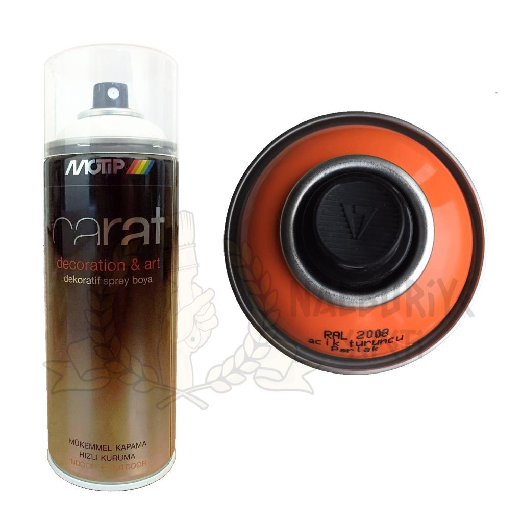 Motip Carat Akrilik Sprey Boya AÇIK TURUNCU PARLAK 400 ml - RAL2008