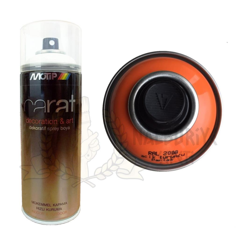 Motip Carat Akrilik Sprey Boya AÇIK TURUNCU PARLAK 400 ml - RAL2008