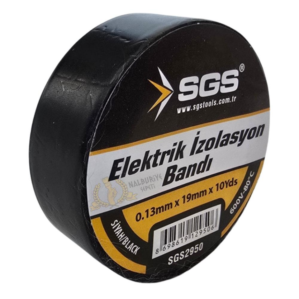 SGS Elektrik İzolasyon Bandı - Siyah - 19 mm x 9 mt. - 1 Adet