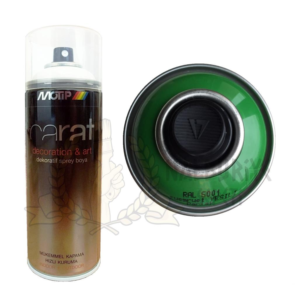 Motip Carat Akrilik Sprey Boya ZÜMRÜT YEŞİL PARLAK 400 ml - RAL6001