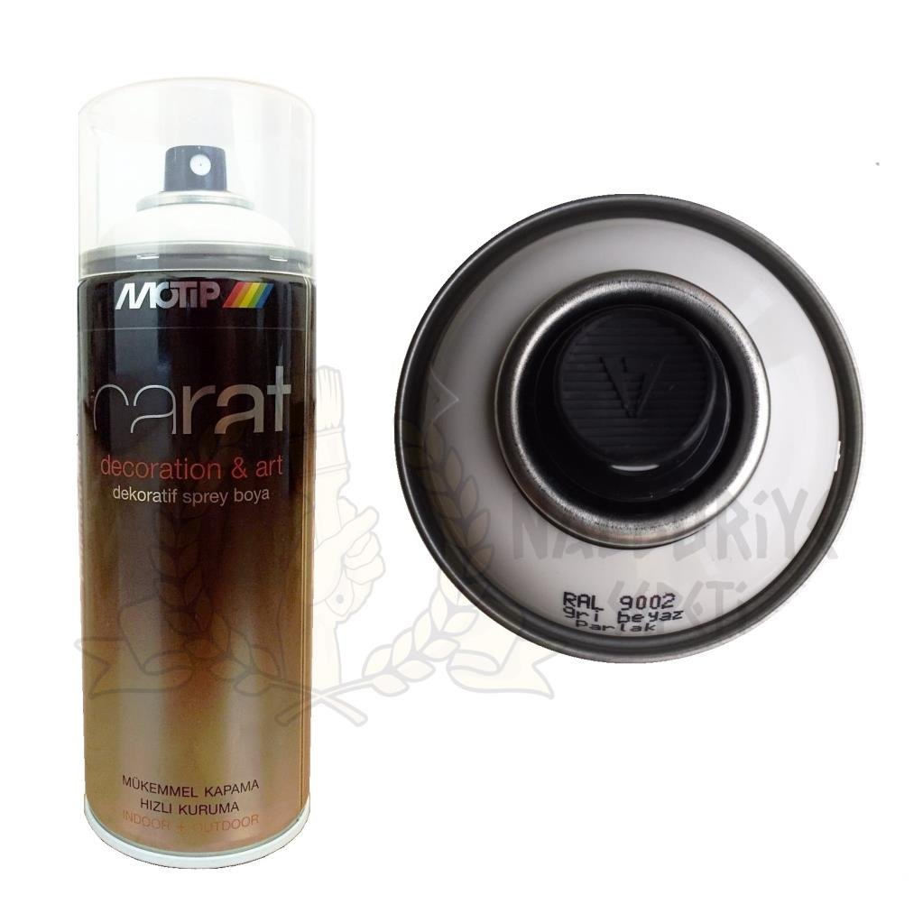 Motip Carat Akrilik Sprey Boya GRİ BEYAZ PARLAK 400 ml - RAL9002
