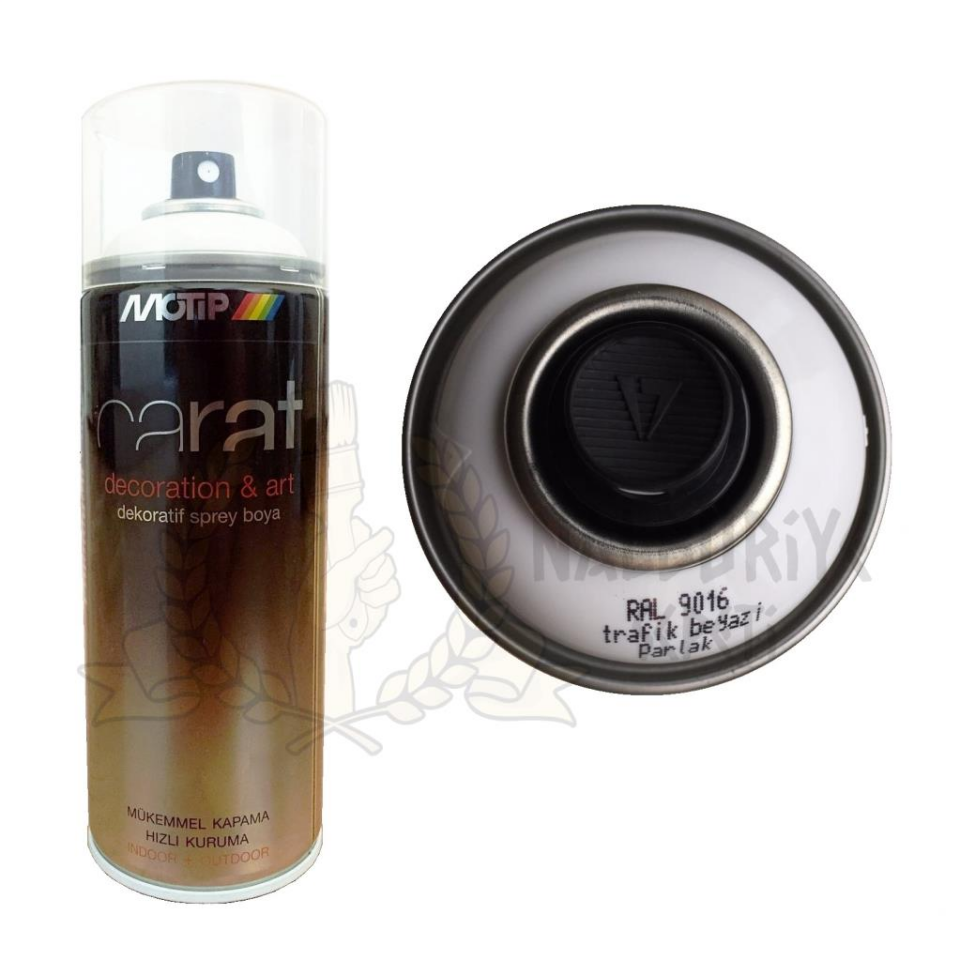 Motip Carat Akrilik Sprey Boya TRAFİK BEYAZI PARLAK 400 ml - RAL9016