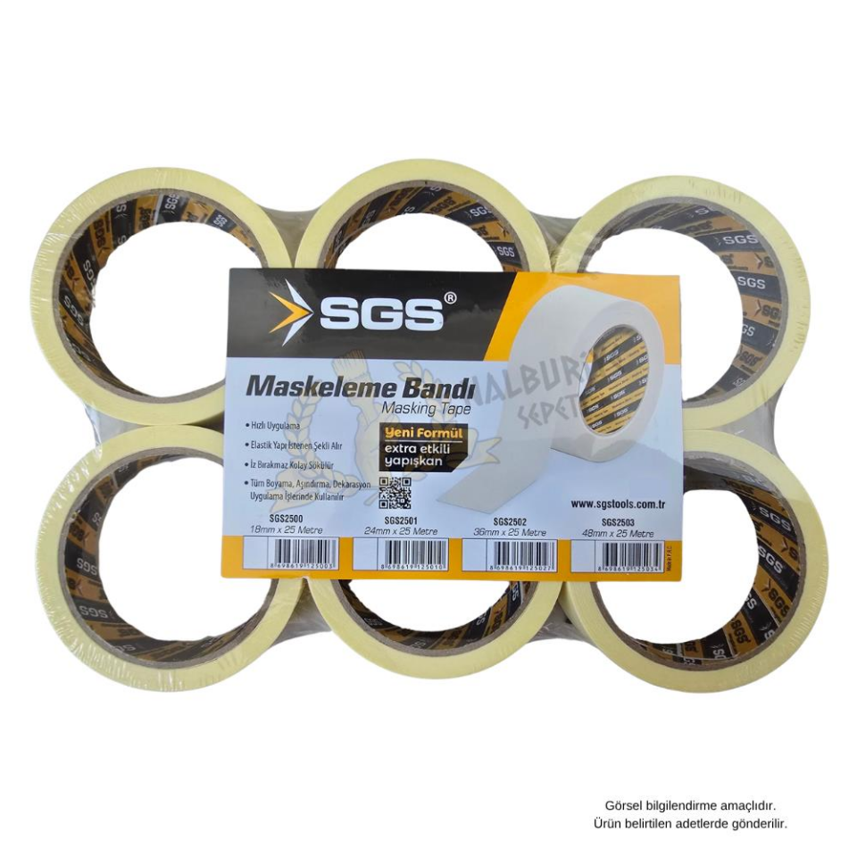 SGS Kağıt Maskeleme Bandı 18 mm. - 25 mt. - 1 Adet