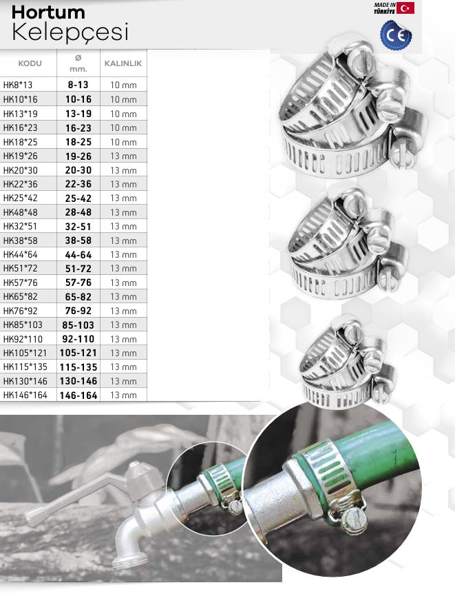 Made Ayarlanabilir Hortum Kelepçesi - 28-48 mm. - 5 Adet