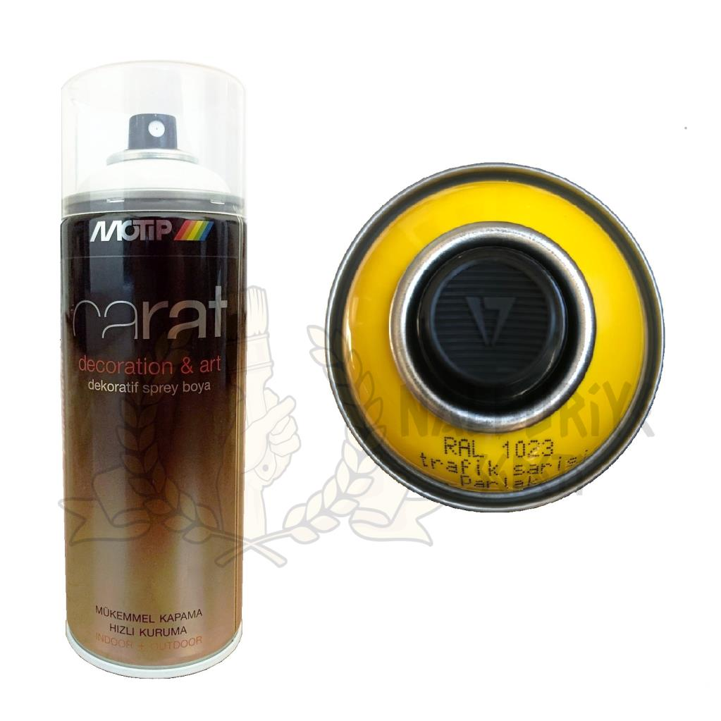 Motip Carat Akrilik Sprey Boya TRAFİK SARI PARLAK 400 ml - RAL1023