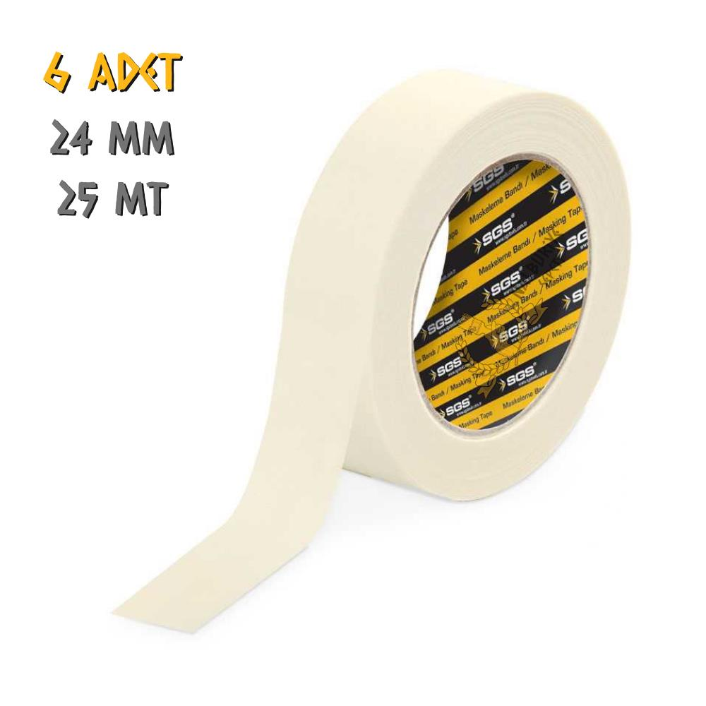 SGS Kağıt Maskeleme Bandı 24 mm. - 25 mt. - 6 Adet
