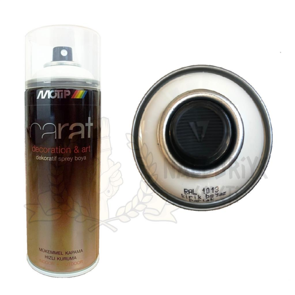 Motip Carat Akrilik Sprey Boya KIRIK BEYAZ PARLAK 400 ml - RAL1013