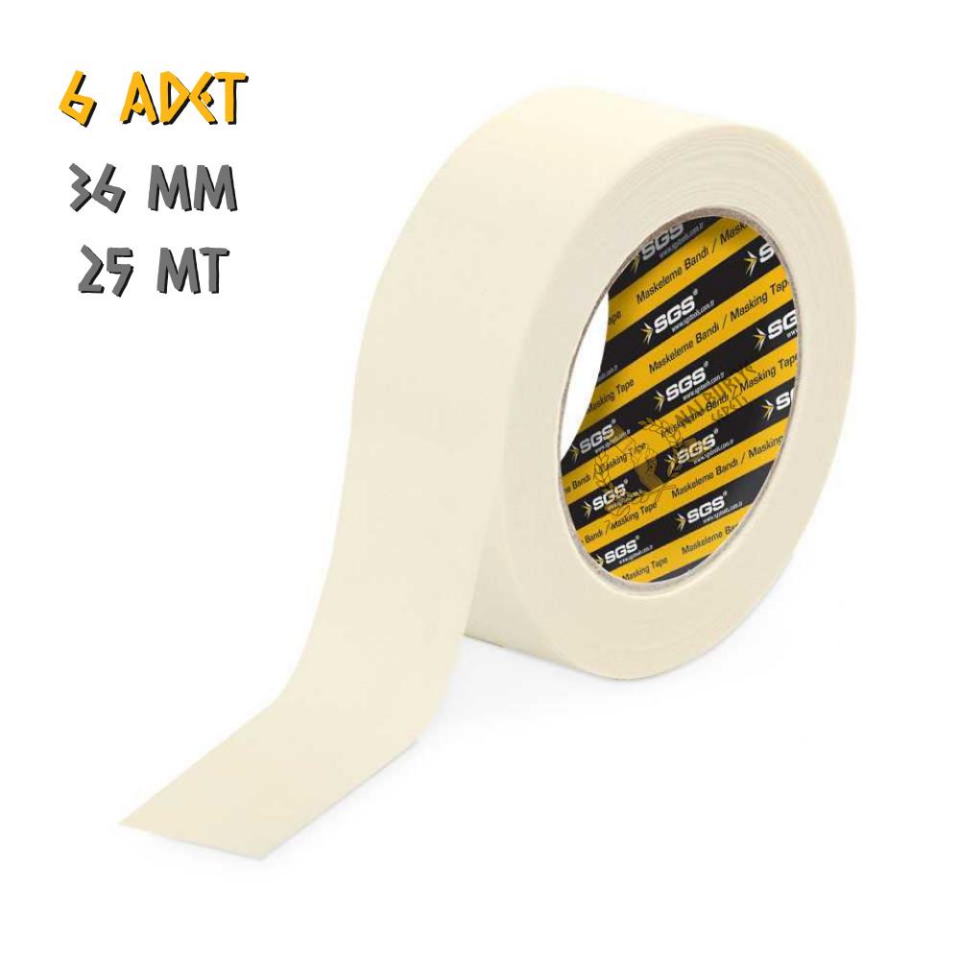 SGS Kağıt Maskeleme Bandı 36 mm. - 25 mt. - 6 Adet