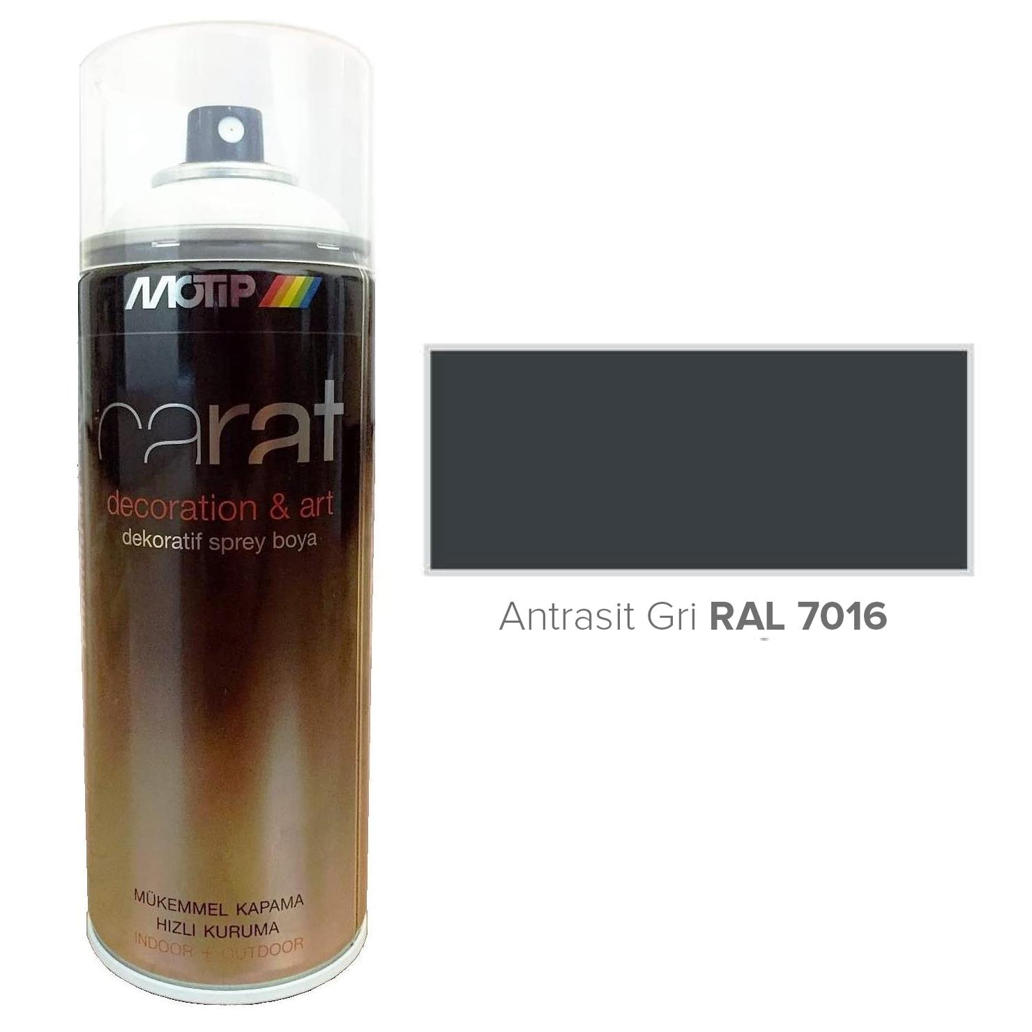 Motip Carat Akrilik Sprey Boya ANTRASİT GRİ PARLAK 400 ml - RAL7016
