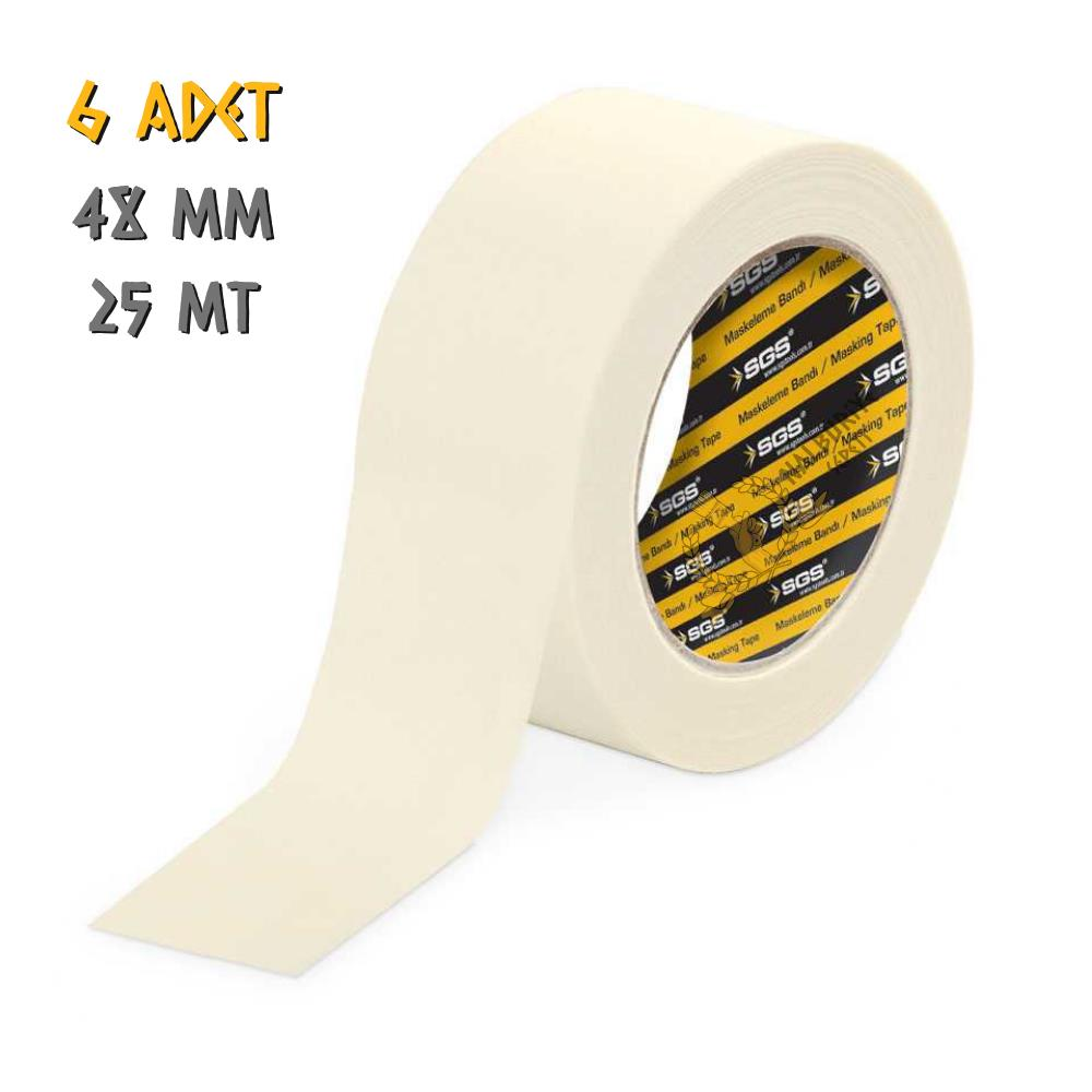 SGS Kağıt Maskeleme Bandı 48 mm. - 25 mt. - 6 Adet