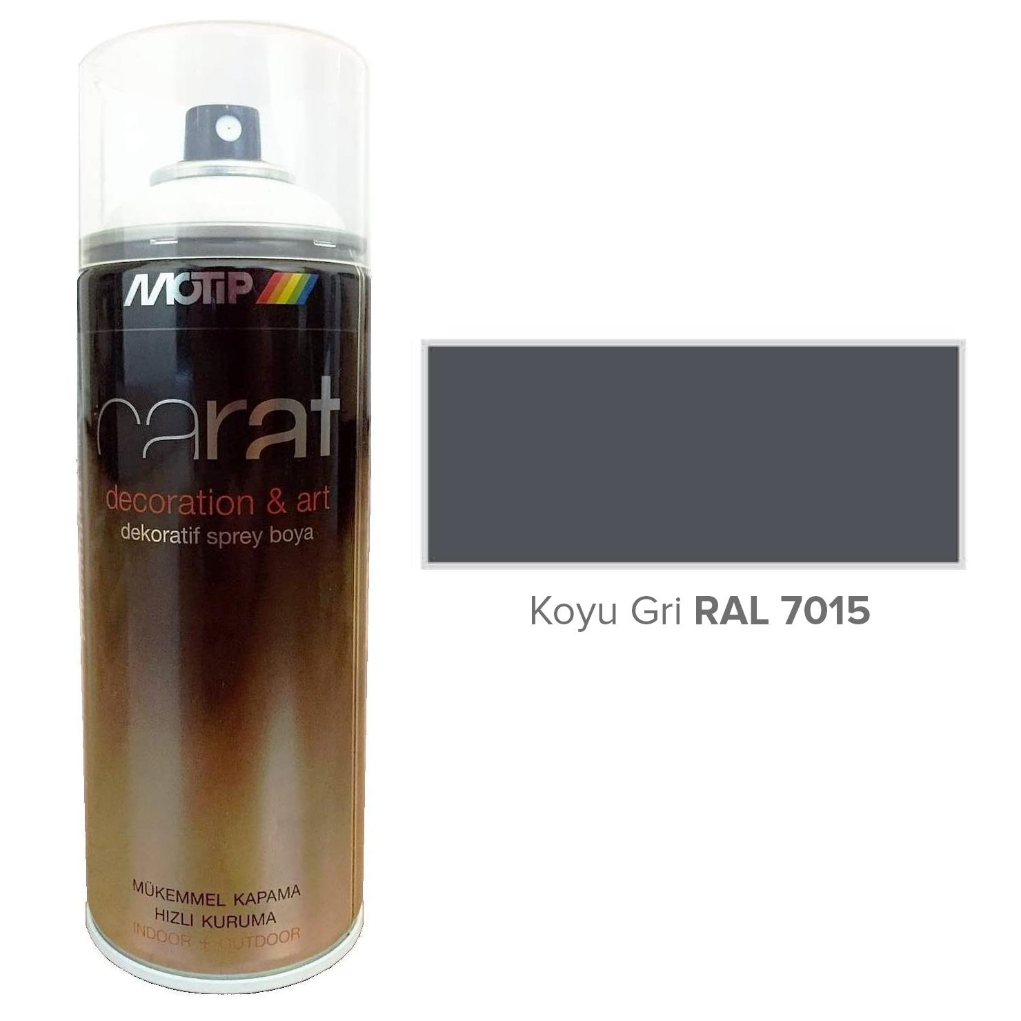 Motip Carat Akrilik Sprey Boya KOYU GRİ PARLAK 400 ml - RAL7015