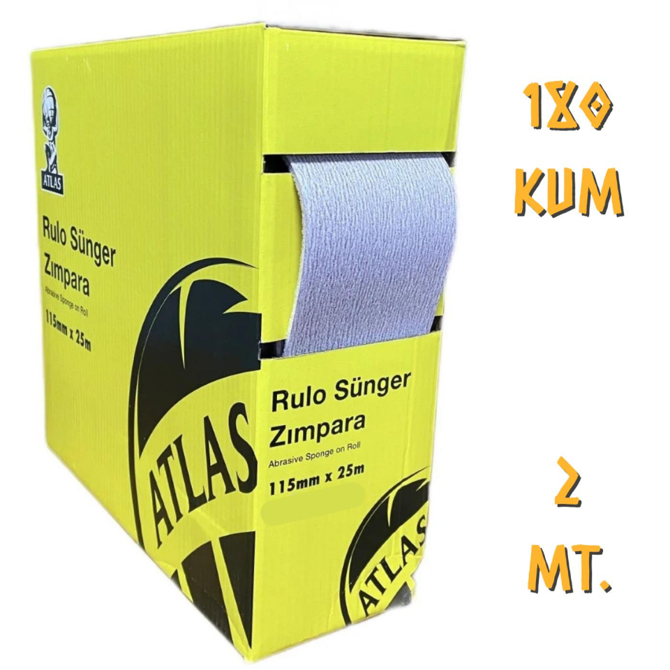 Atlas Rulo Soft Sünger Zımpara 115 mm. - 2 mt. - 180 Kum