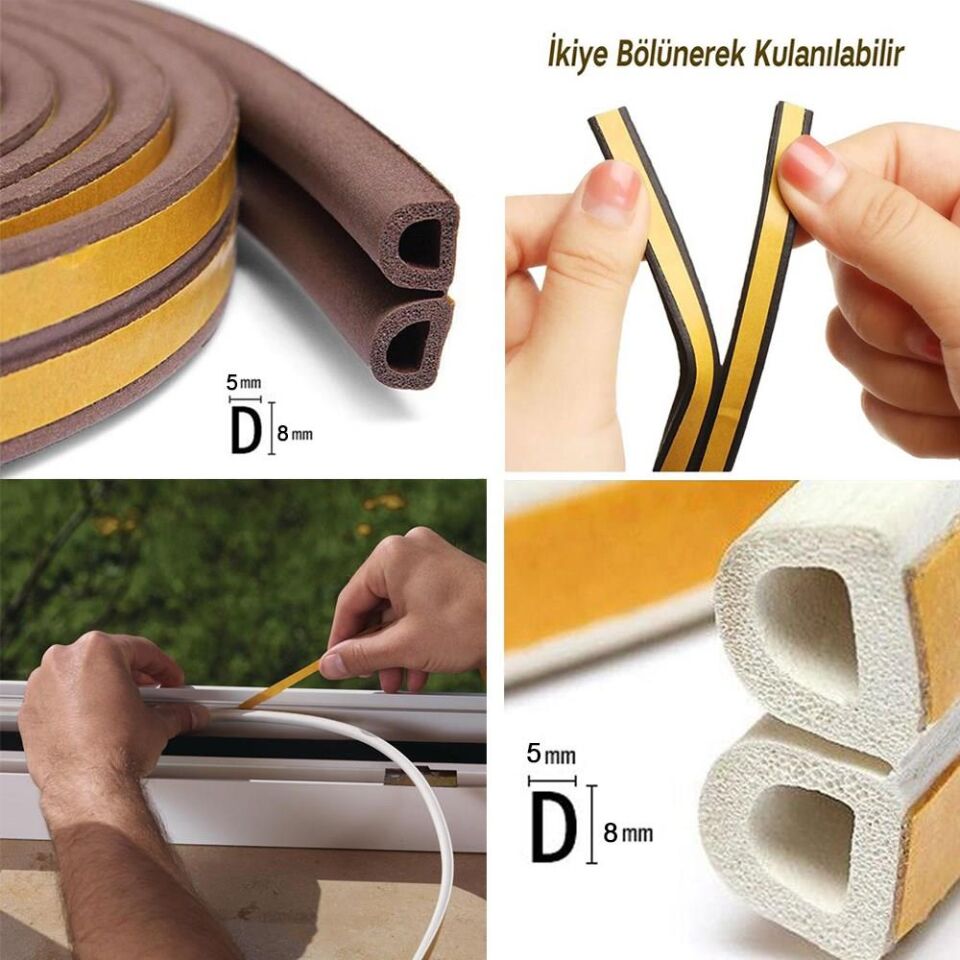 Kupa Tyson Kapı ve Pencere Fitil Bandı Kahve - Çiftli - 10 Metre