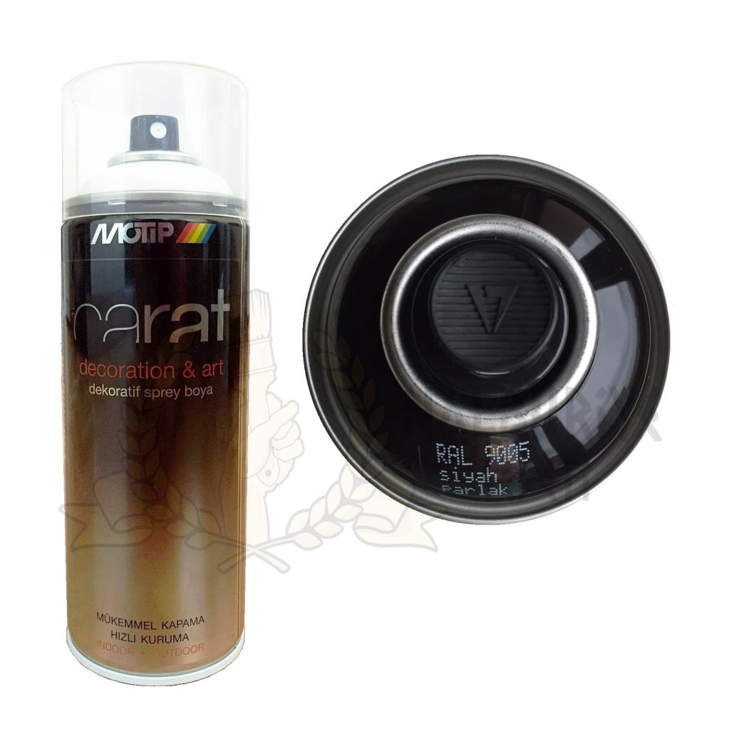 Motip Carat Akrilik Sprey Boya SİYAH PARLAK 400 ml - RAL9005