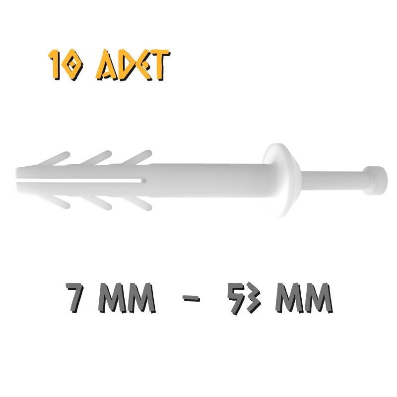 Made Extra Plastik Çivili Korniş Montaj Dübeli 7 mm. - 10 Adet