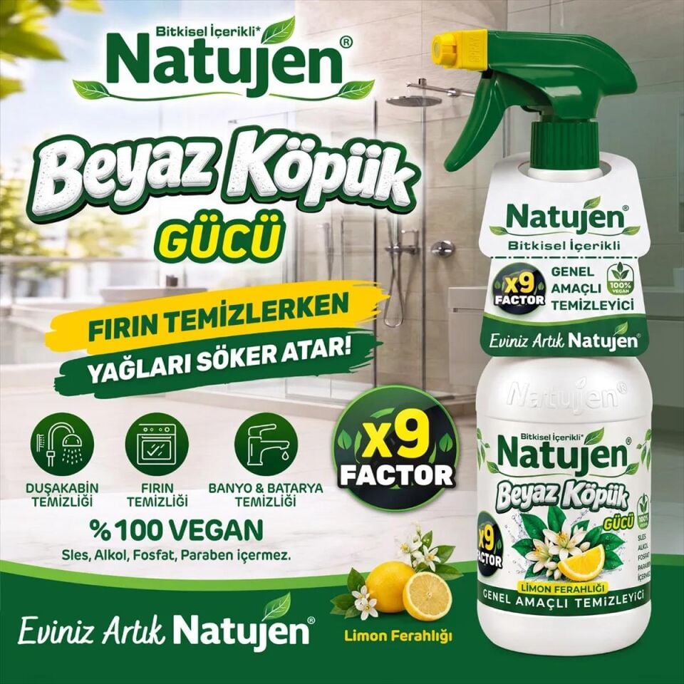 Natujen Genel Amaçlı Beyaz Köpük Temizleyici 1000 ml.