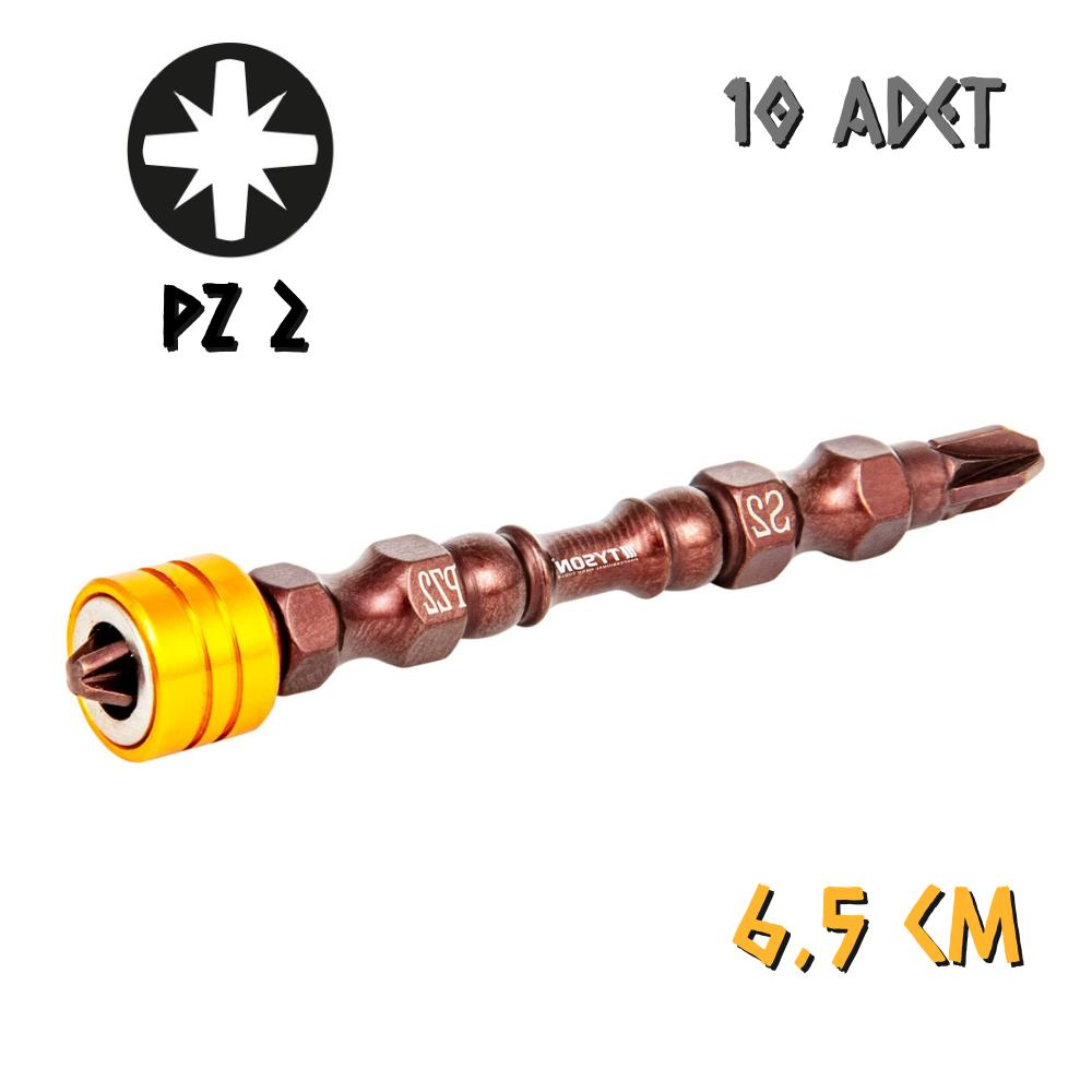 Kupa Tyson Mıknatıslı Bits Uç - Çift Yönlü - PZ2 Yıldız - 6.5 cm. - 10 Adet