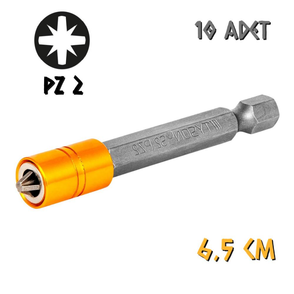Kupa Tyson Mıknatıslı Bits Uç - Tek Yönlü - PZ2 Yıldız - 6.5 cm. - 10 Adet