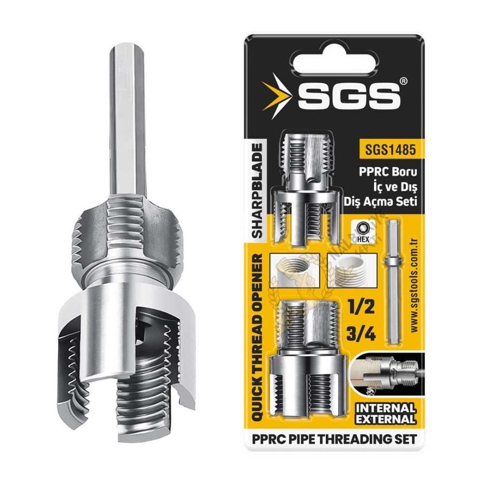 SGS PPRC Boru iç-Dış Diş Açma Matkap Ucu Seti - 20-25 mm - 1/2''-3/4''