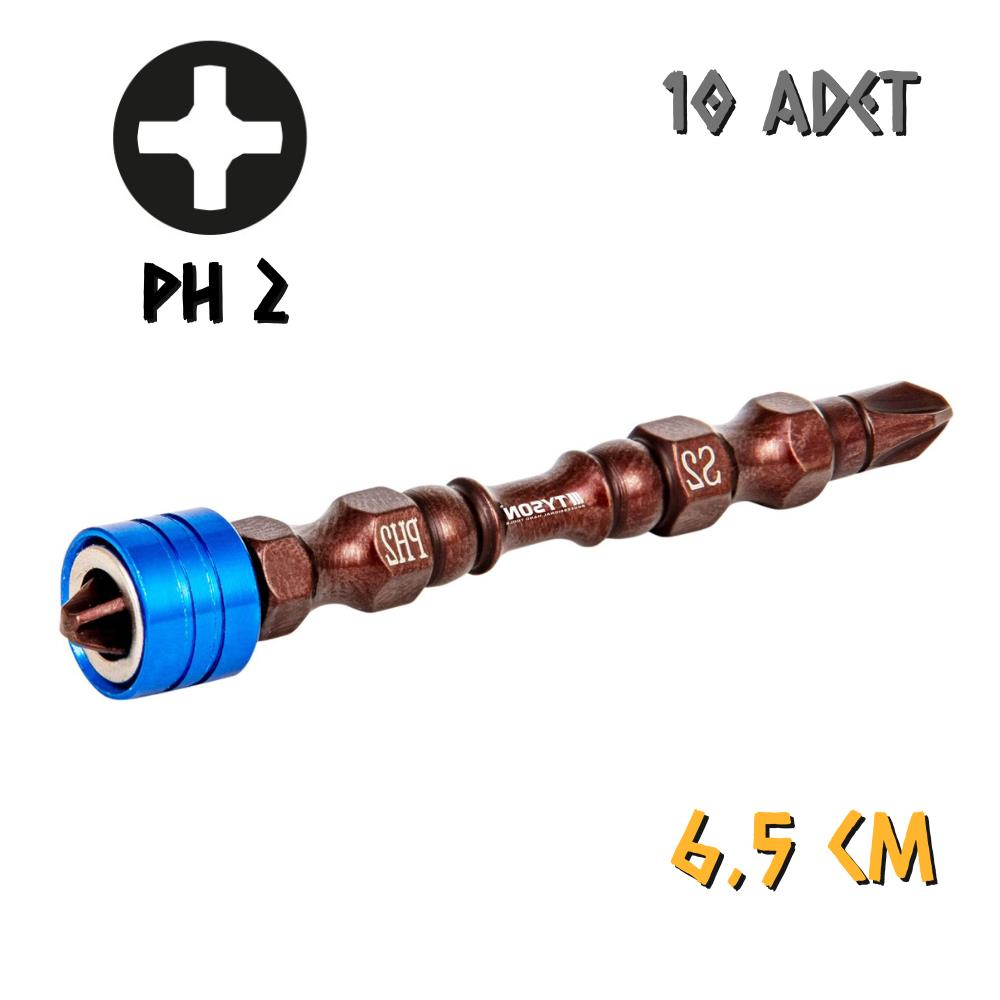 Kupa Tyson Mıknatıslı Bits Uç - Çift Yönlü - PH2 Yıldız - 6.5 cm. - 10 Adet