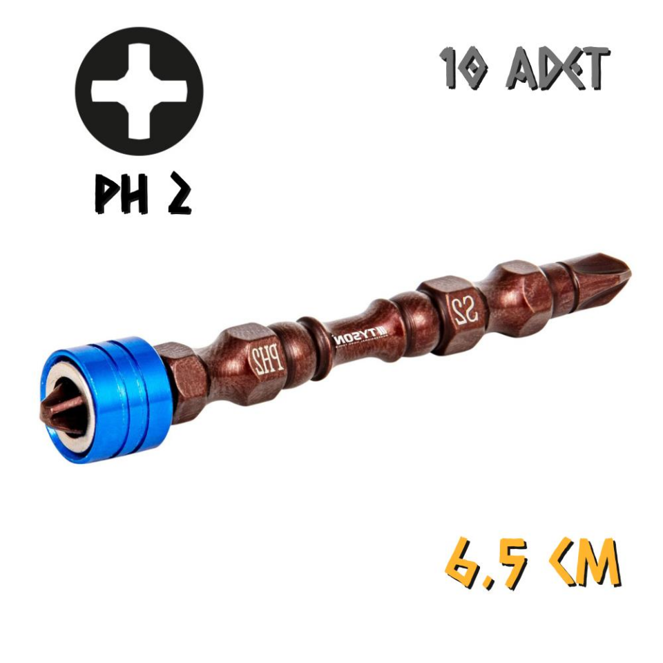 Kupa Tyson Mıknatıslı Bits Uç - Çift Yönlü - PH2 Yıldız - 6.5 cm. - 10 Adet