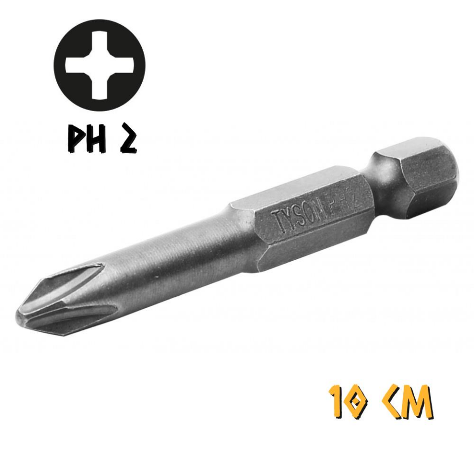 Kupa Tyson Vidalama Ucu Bits Uç - PH2 Yıldız - 10 cm. - 1 Adet