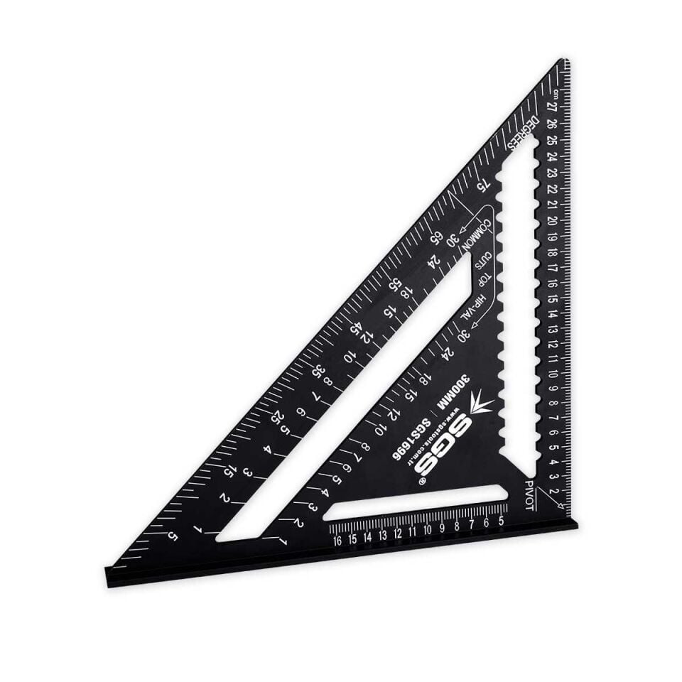 SGS Alüminyum Üçgen Cetvel Gönye 300 mm.