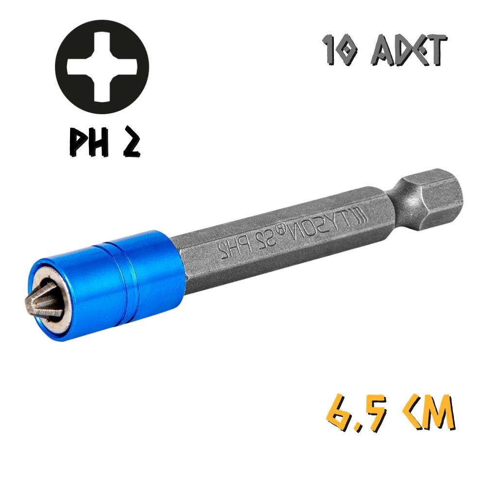 Kupa Tyson Mıknatıslı Bits Uç - Tek Yönlü - PH2 Yıldız - 6.5 cm. - 10 Adet