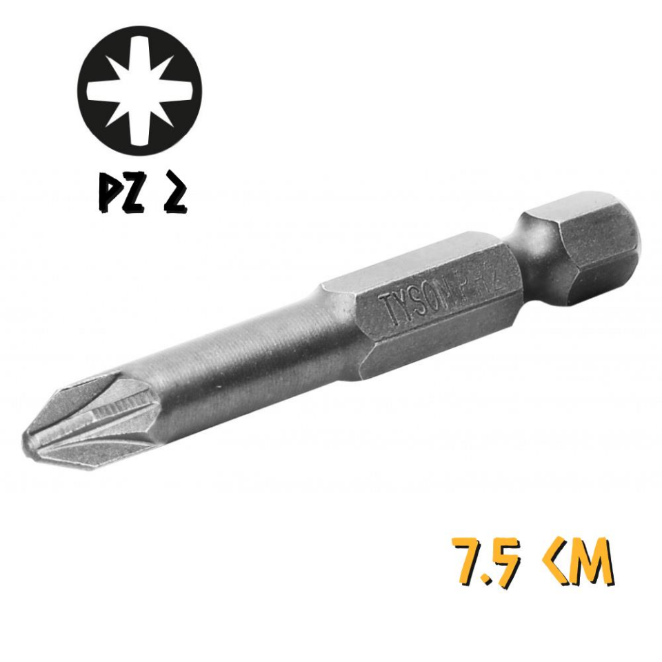 Kupa Tyson Vidalama Ucu Bits Uç - PZ2 Yıldız - 7.5 cm. - 1 Adet