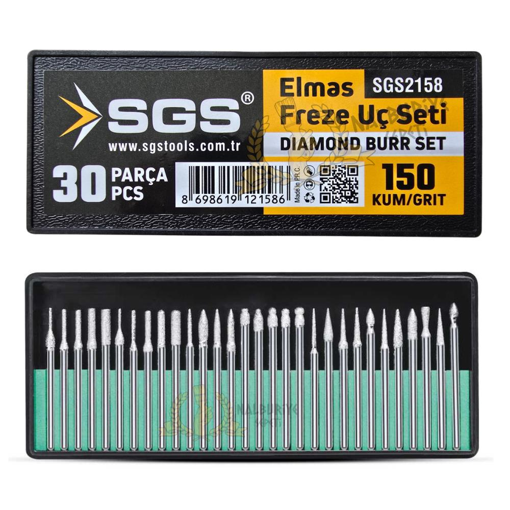 SGS Elmas Freze Uç Seti - 150 Kum - 30 Farklı Parça
