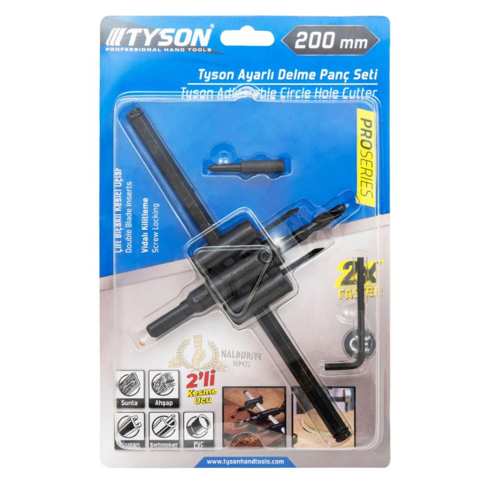 Kupa Tyson Ayarlı Delme Panç Seti 200 mm.