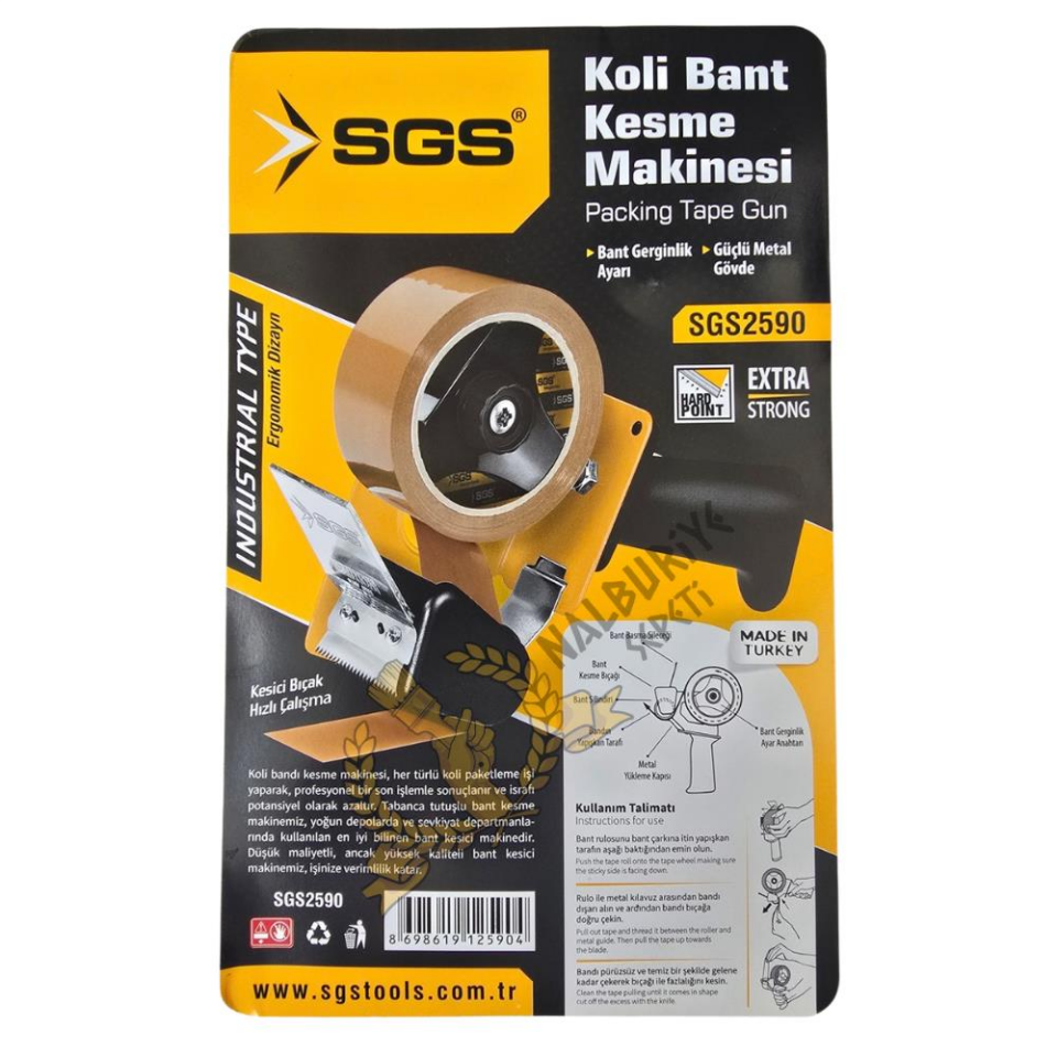 SGS Metal Gövdeli ve Ayarlı Tabanca Tipi Koli Bant Kesme Makinesi