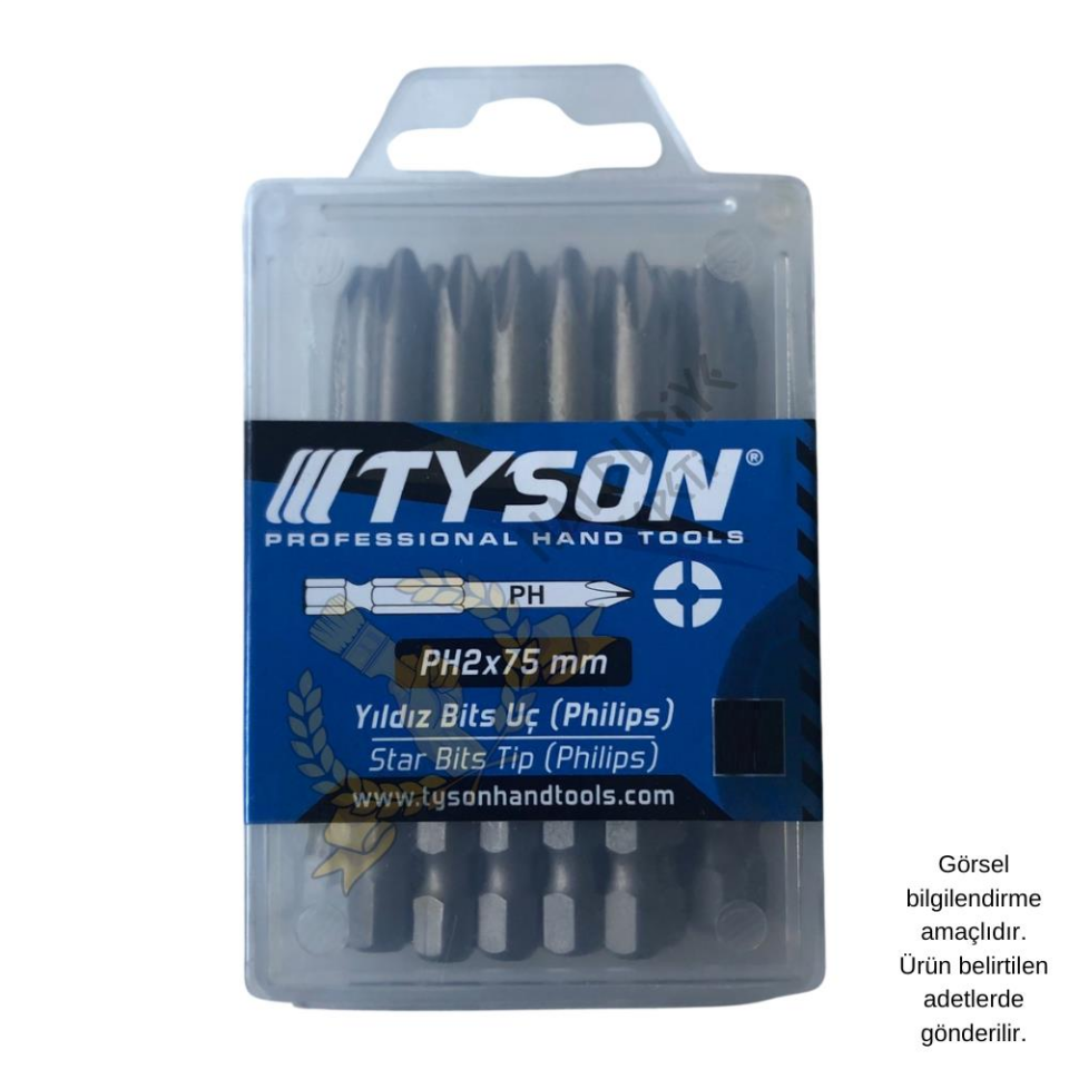 Kupa Tyson Vidalama Ucu Bits Uç - PH2 Yıldız - 7.5 cm. - 20 Adet