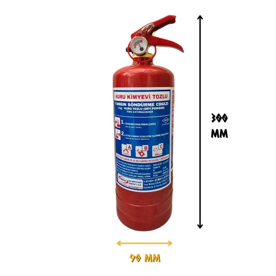 Özgüven Yangın Söndürme Tüp Cihazı ABC KKT 1 Kg. - 4 YIL - TSE/CE/HYB