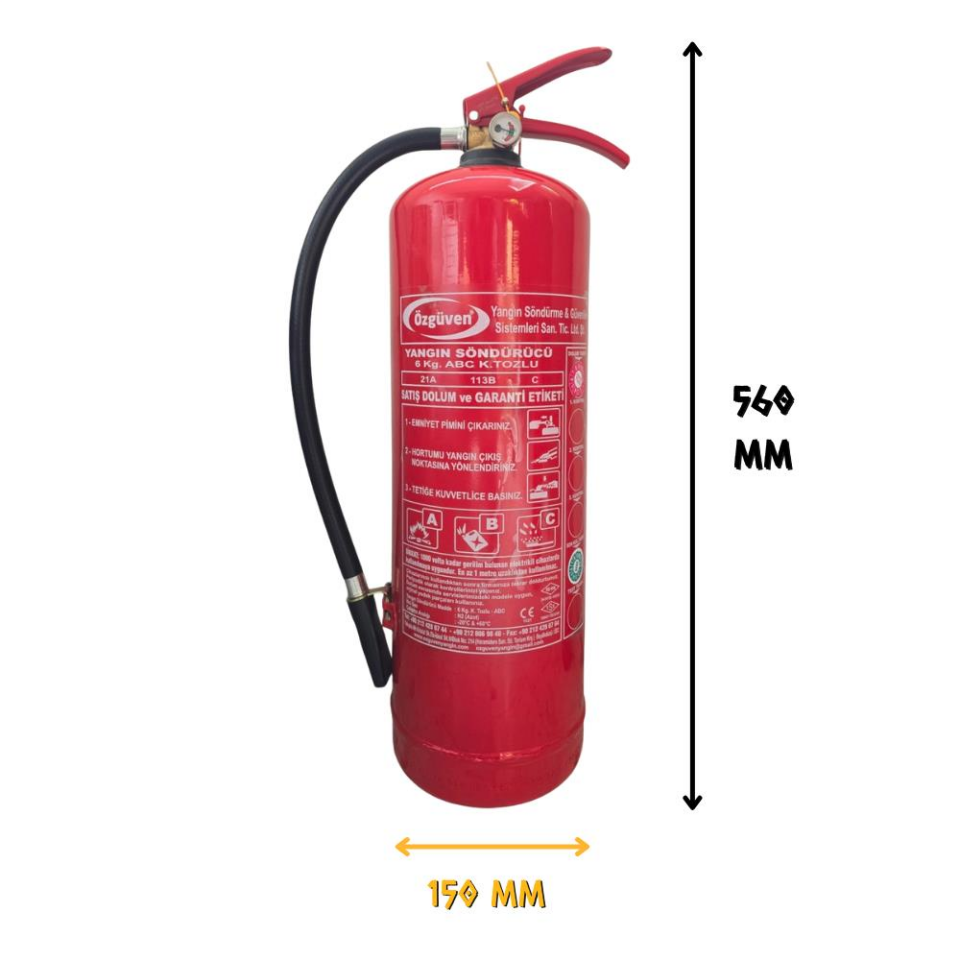 Özgüven Yangın Söndürme Tüp Cihazı ABC KKT 6 Kg. - 4 YIL - TSE/CE/HYB