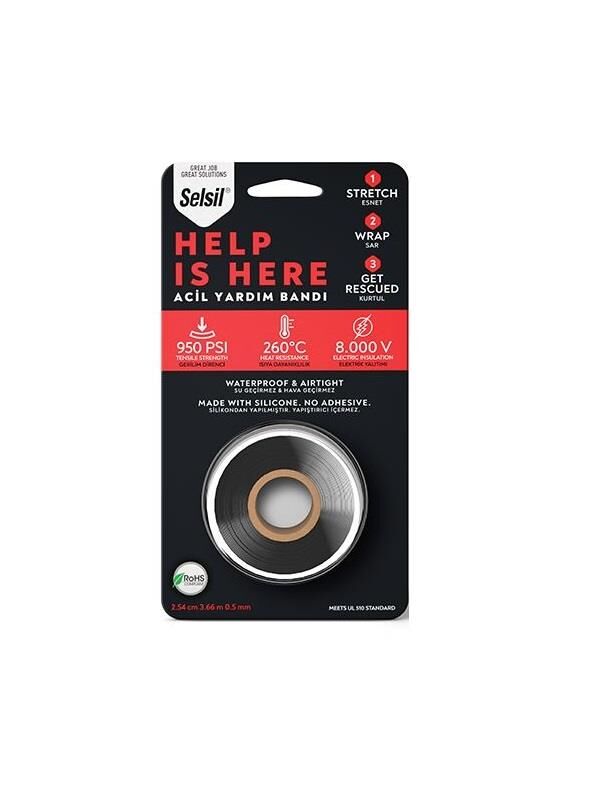 Selsil Acil Yardım Eriyen Silikon Bant - 2.54 cm. 3.66 mt.