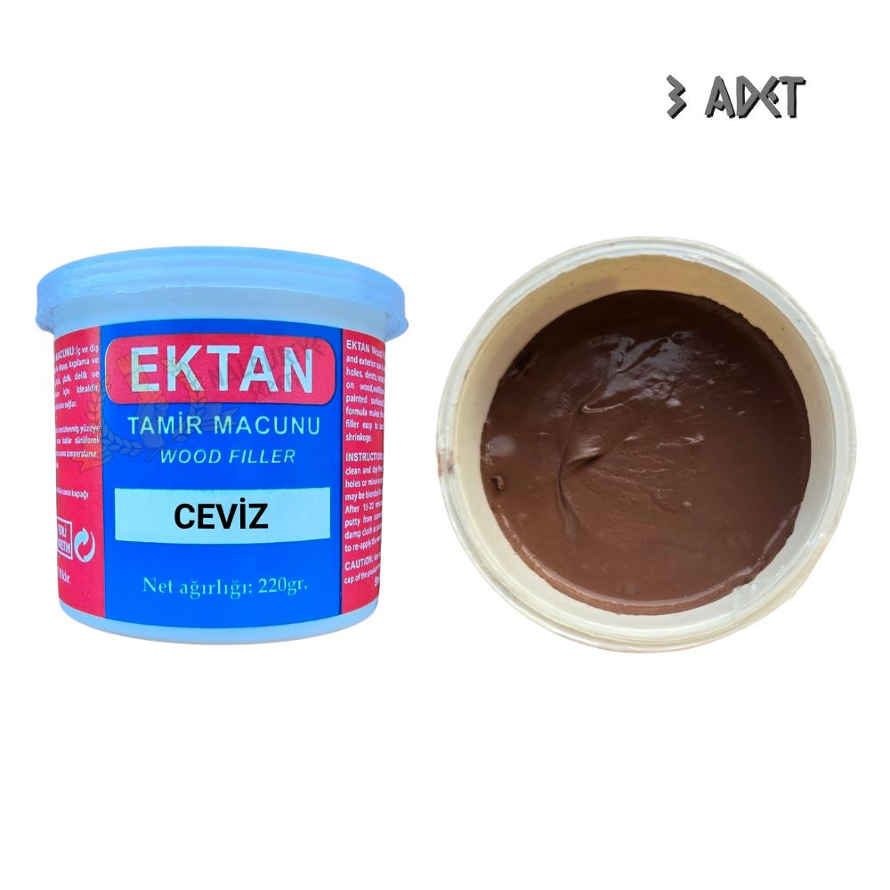 Ektan Masif ve Ahşap Tamir Macunu CEVİZ 220 gr. - 3 Adet
