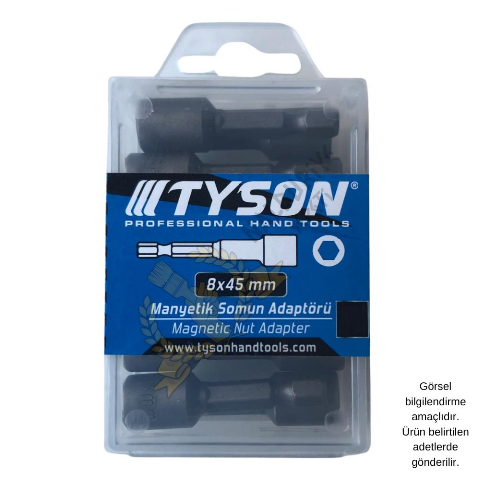 Kupa Tyson Manyetik Somun Sıkma Adaptörü - 8 mm. - 4.5 cm. - 12 Adet