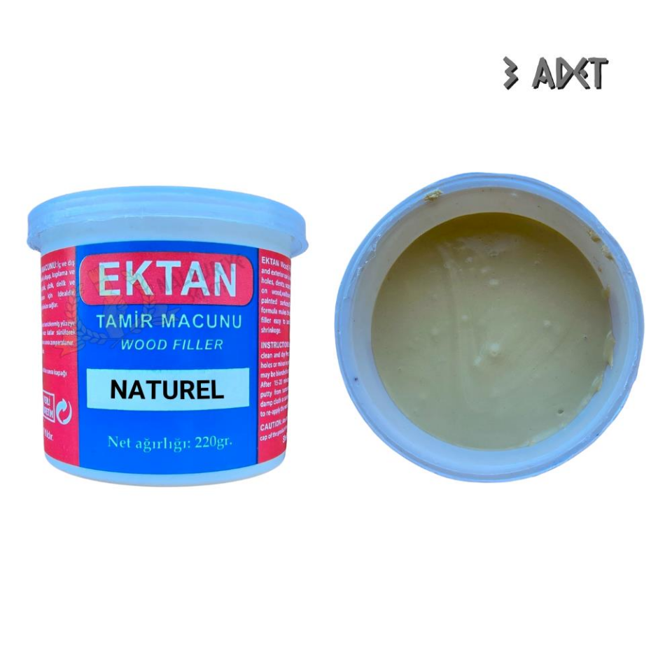 Ektan Masif ve Ahşap Tamir Macunu NATUREL 220 gr. - 3 Adet