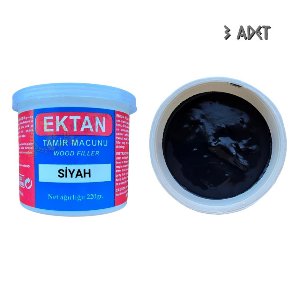 Ektan Masif ve Ahşap Tamir Macunu SİYAH 220 gr. - 3 Adet