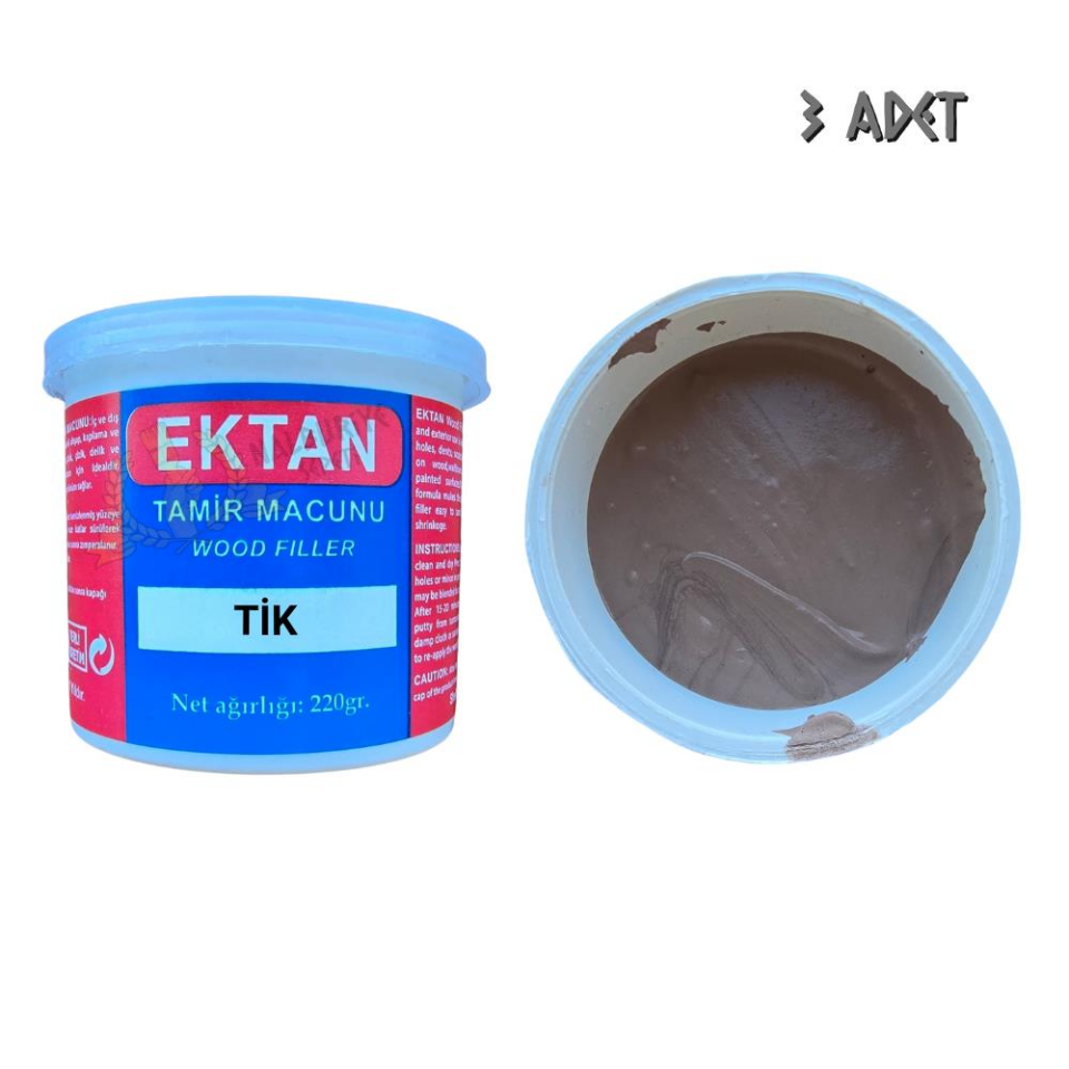 Ektan Masif ve Ahşap Tamir Macunu TİK 220 gr. - 3 Adet