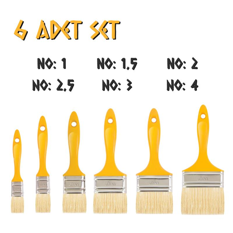 İzmir Fırça Libra Kestirme Fırça Seti 6 Parça - No: 1-1.5-2-2.5-3-4