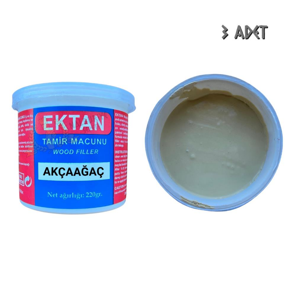 Ektan Masif ve Ahşap Tamir Macunu AKÇAAĞAÇ 220 gr. - 3 Adet