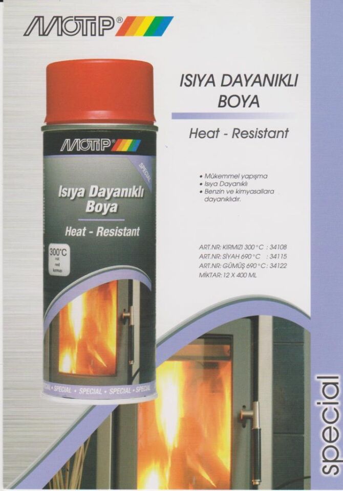 Motip Isıya Dayanıklı Sprey Boya MAT BEYAZ 400 ml