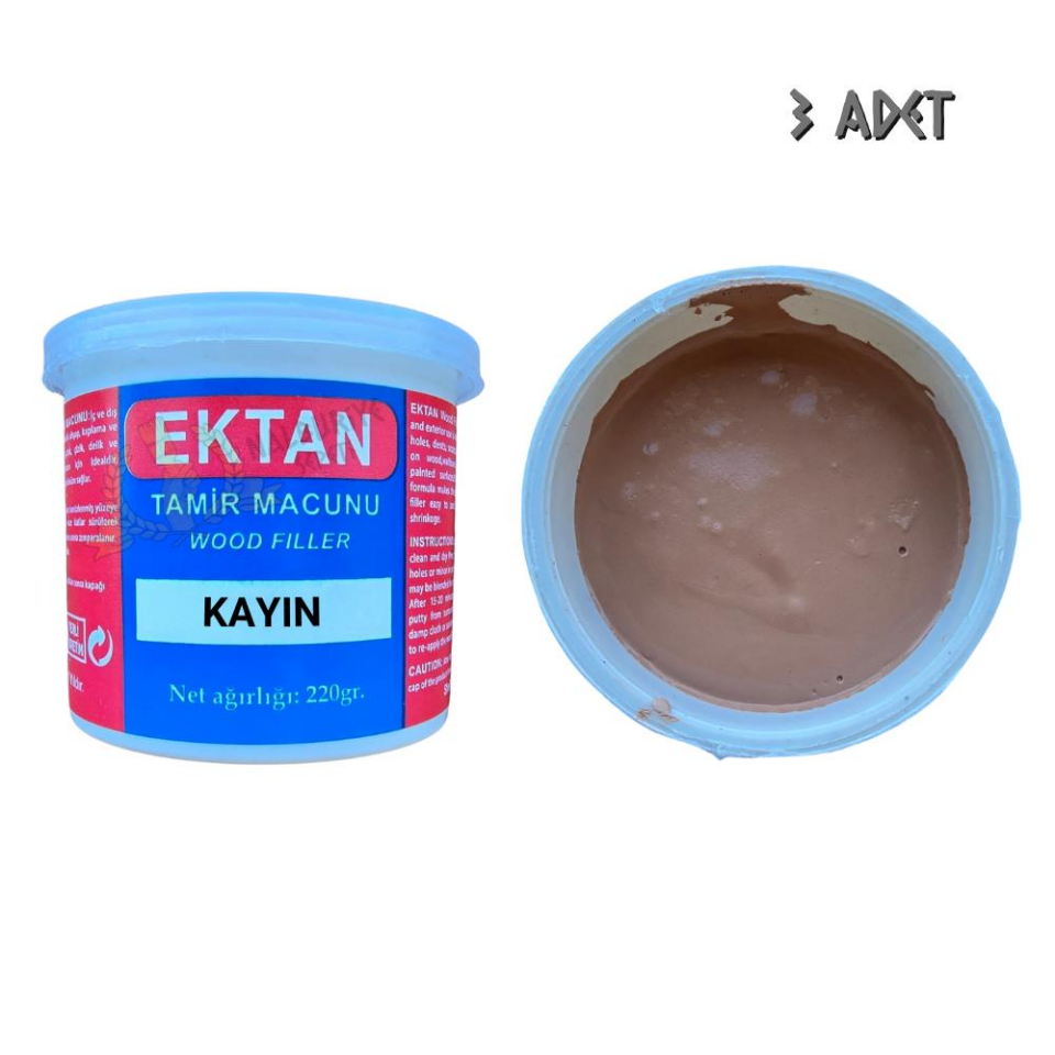 Ektan Masif ve Ahşap Tamir Macunu KAYIN 220 gr. - 3 Adet
