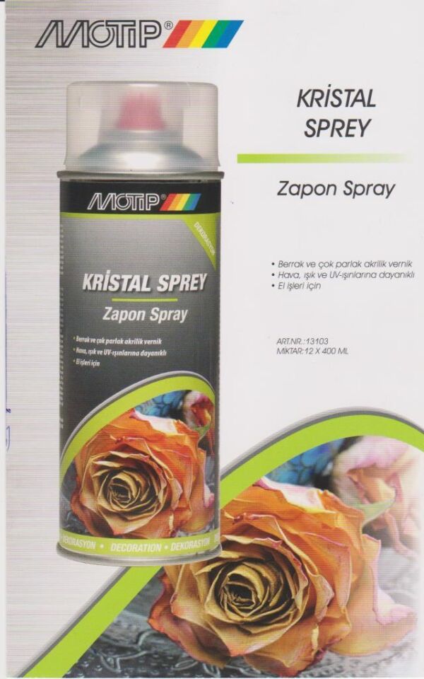 Motip Kristal ŞEFFAF PARLAK VERNİK Sprey 400 ml.